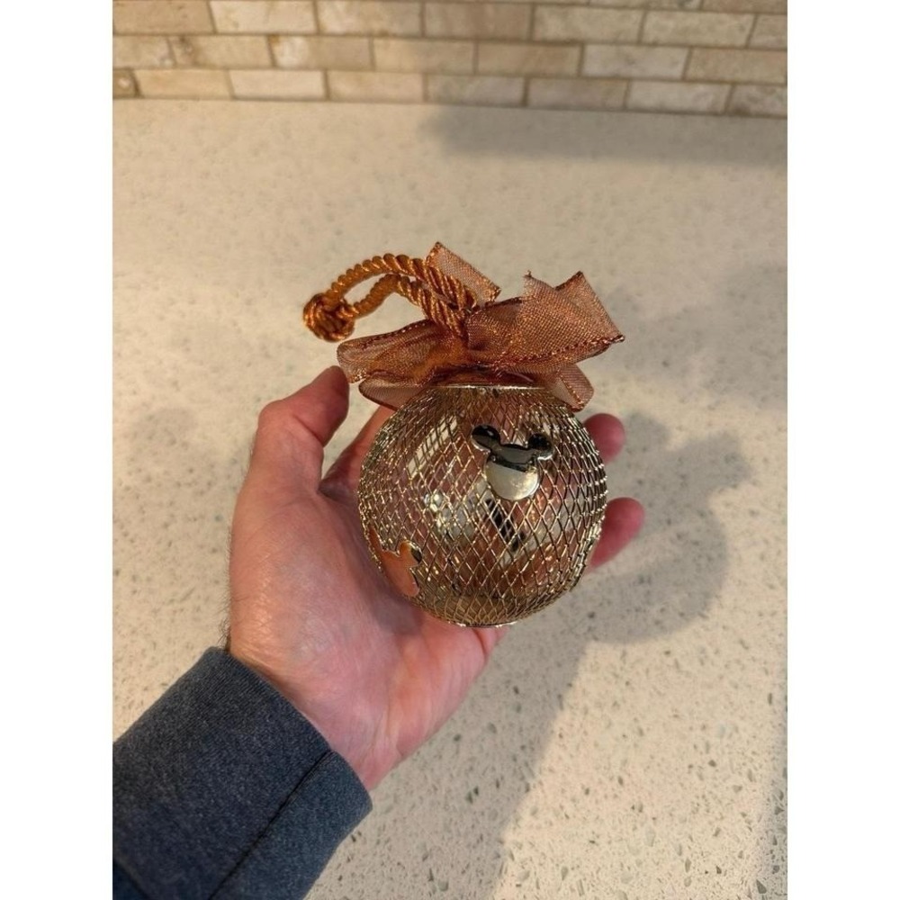 Disney Mickey Rose Gold Mesh Christmas Ornament 3 Inches